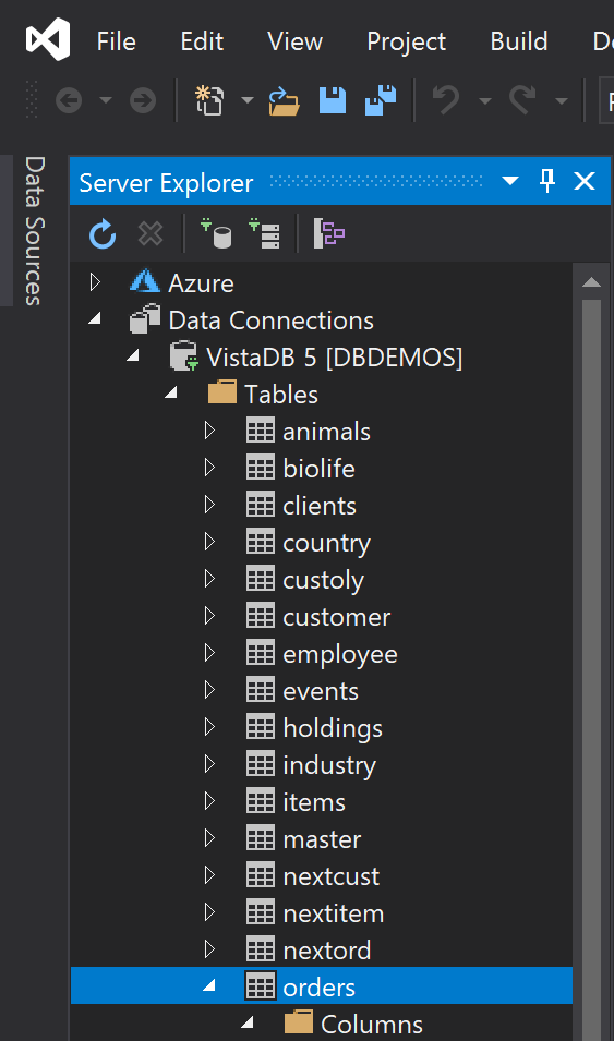 Visual Studio 2019 Server Explorer